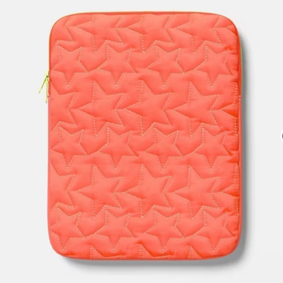 Heyday Coral Orange and Lime Puffy Laptop/Tablet Sleeve Up to 12.9 - Picture 1 of 10